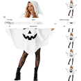 thumbnail image 2 of siminsem White Hooded Ghost Poncho Cape Halloween Adult, Jagged Grin Face Print Pullover Spooky Outfit Women Men Party Dress Up, Dark Blue,90*160, 2 of 3