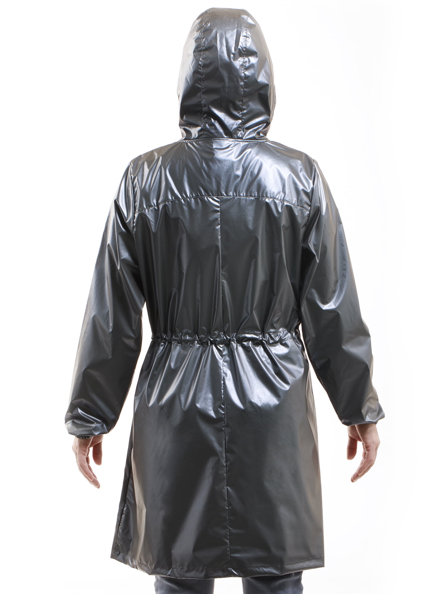 totes Recycled Metallic Rain Jacket with Reflective Zipper totes Recycled Metallic Rain Jacket with Reflective Zipper