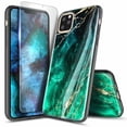 thumbnail image 5 of For iPhone Pro Max Case, with Tempered Glass Screen Protector, Ultra Slim Thin Glossy Stylish, Gold Glitter Marble Design Phone Cover - Emerald, 5 of 5