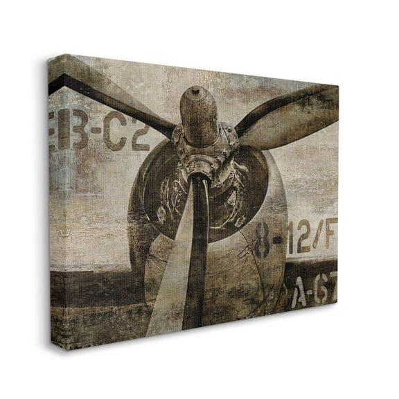 Stupell Industries Airplane Rotor Vintage Wood Texture Design Canvas Wall Art by Dylan Matthews