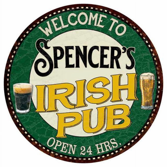 Spencer's Irish Pub 14" Round Metal Sign Kitchen Bar Wall Decor 100140036442