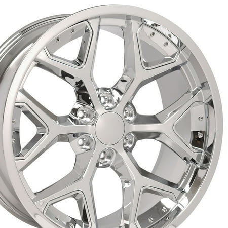 Deep Dish Chrome Rims (22x9.5 Wheel Fits GM Trucks and SUVs - Deep Dish Silverado Style Chrome Rim with Chrome Inserts -)
