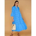 thumbnail image 5 of Women'S 2025 Lace Eyelet Embroidery Maxi Dress V-Neck Trumpet Sleeve Boho Flowy Swing Dress Blue M, 5 of 9