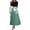 Green, variant on Elegant Boho Flowy Maxi Dress for Women Long Floral Empire Waist with Tie Belt Patchwork Short Sleeve Casual Dress Light Blue L
