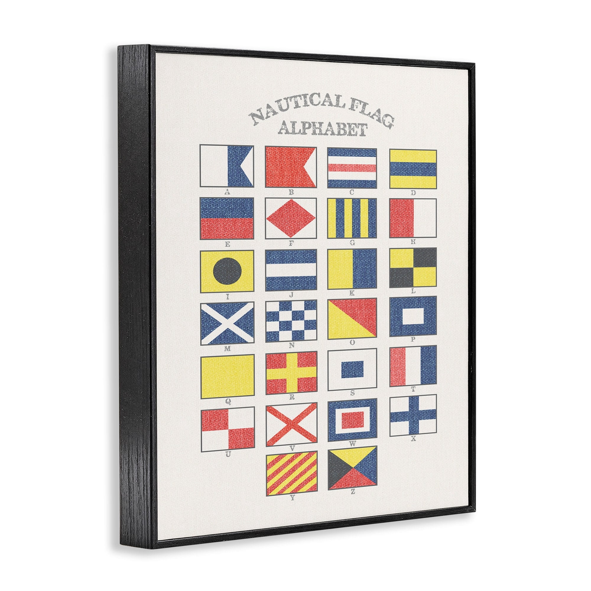 The Stupell Home Decor Collection Nautical Flag Alphabet Oversized Framed Giclee Texturized Art, 16 x 1.5 x 20