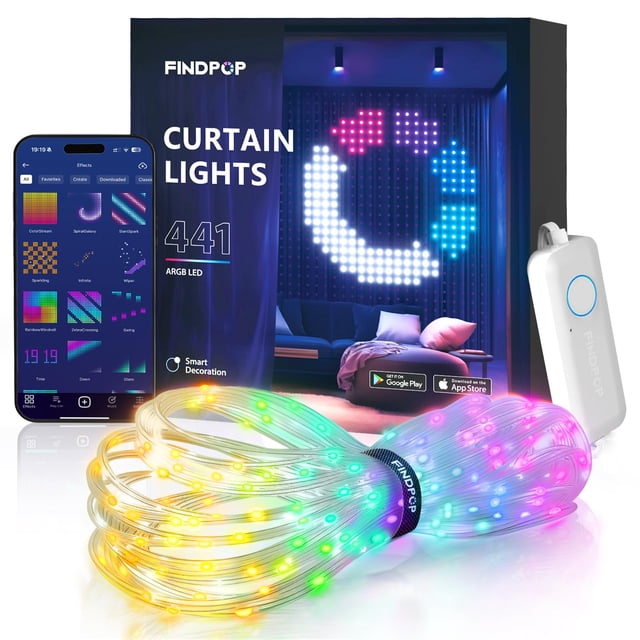 Luces LED para cortinas Findpop 441 AI, decoración navideña inteligente