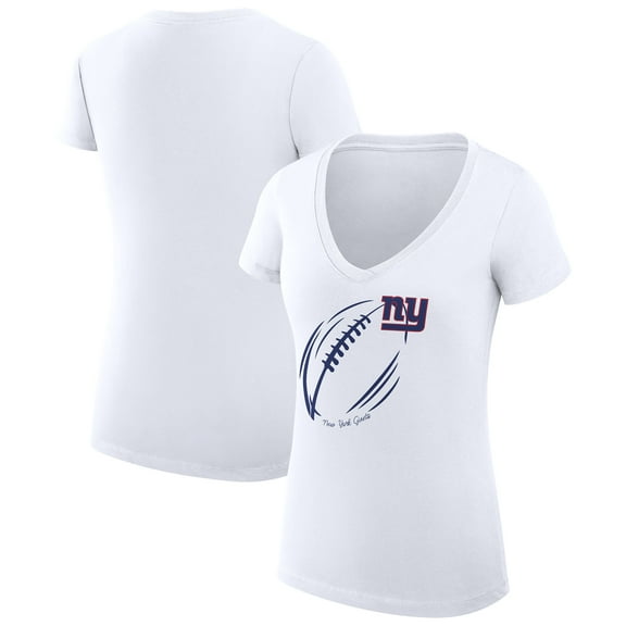 Women's G-III 4Her by Carl Banks  White New York Giants Super-Slim Fit Lightweight Subtle Football V-Neck T-Shirt