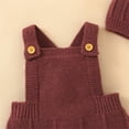thumbnail image 6 of Baby Knit Romper with Hat Set Boy Girl Striped Jumpsuit Casual Suspender 2PCS Sets Boy Girl Winter Outfit for Baby Boys Girls 12-18 Months, 6 of 8