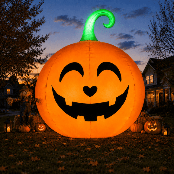 Wondiair 10 ft Giant Halloween Pumpkin Inflatable with LED Lights, Smiling Jack O' Lantern Blow up Yard Decoration for Outdoor Front Yard Display