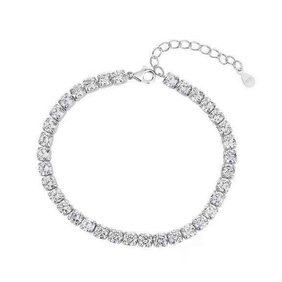 Sterling Silver Moissanite Adjustable Tennis Bracelet Trendy Versatile Classic Jewelry Holiday Accessories For Women Men, Birthday Gift Souvenir