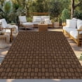 thumbnail image 2 of Dark Brown Rattan Outdoor Rug 5x8 Ft - Reversible Patio Rug Outdoor Camping Rugs, Vintage Abstract Wicker Texture Washable Indoor Outdoor Area Rugs, Non-Slip Outdoor Carpet Runner for Deck/Porch, 2 of 8