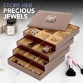 thumbnail image 5 of Stackable Jewelry Organizer Storage Trays and Lid - 4 Faux Leather Trays by Stock Your Home, 5 of 6