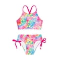 thumbnail image 3 of inhzoy Kids Girls Tie Dye Printed Tankini Set Criss Cross Back Crop Top with Brief, 3 of 6