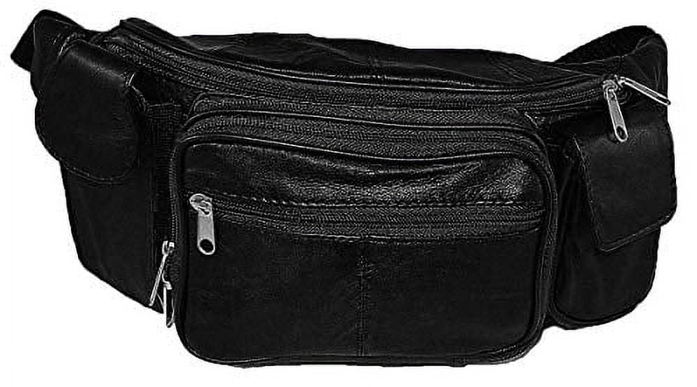 Leather in Chicago Extra Large Mens Womens Black Leather Fanny Pack