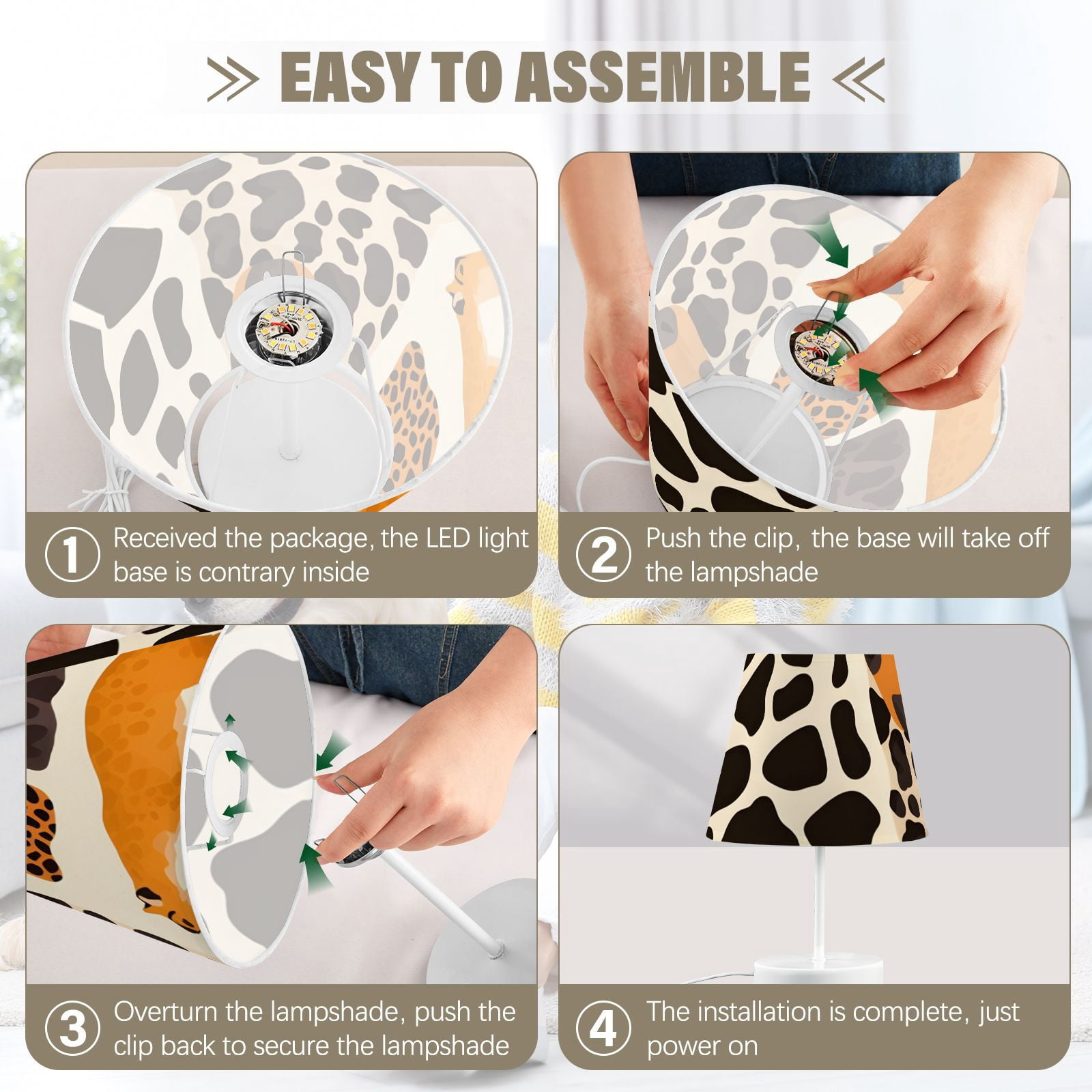 Leopard Cheetah Desk Lamp 3 Color Modes LED Table Lamp Nightstand Reading Light for Bedroom Living Room