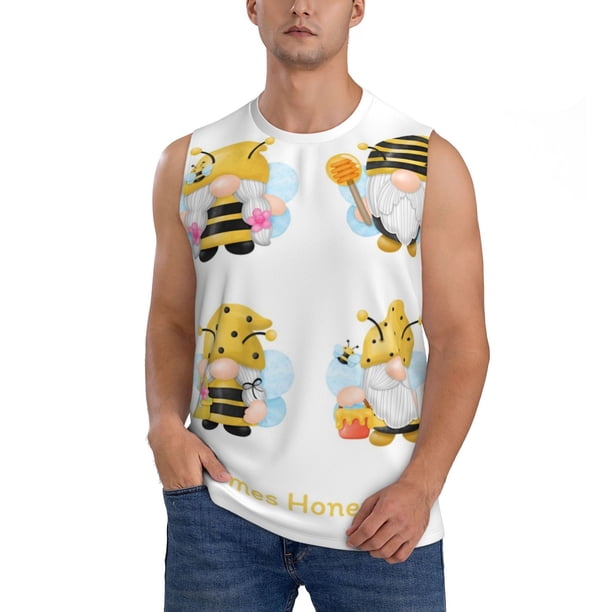 Balery Gnomes Honey Bee Camisetas sin mangas para hombre, absorbe la humedad y protege contra el mal olor.-Small