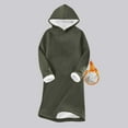 thumbnail image 2 of Kaemgyyd Long Sleeve Dress for Women Winter Warm Fleece Sherpa Lined Tunic Dress Soft Solid Hooded Sweatshirts Dresses, 2 of 6