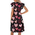 thumbnail image 2 of Yuyamidu Women's Dresses Valentine Dress Womens Flowy Dresses Romantic V-Neck Tiered Ruffle Sleeve A-Line Casual Midi Dress with Pockets Colorful Heart, Size S, 2 of 8