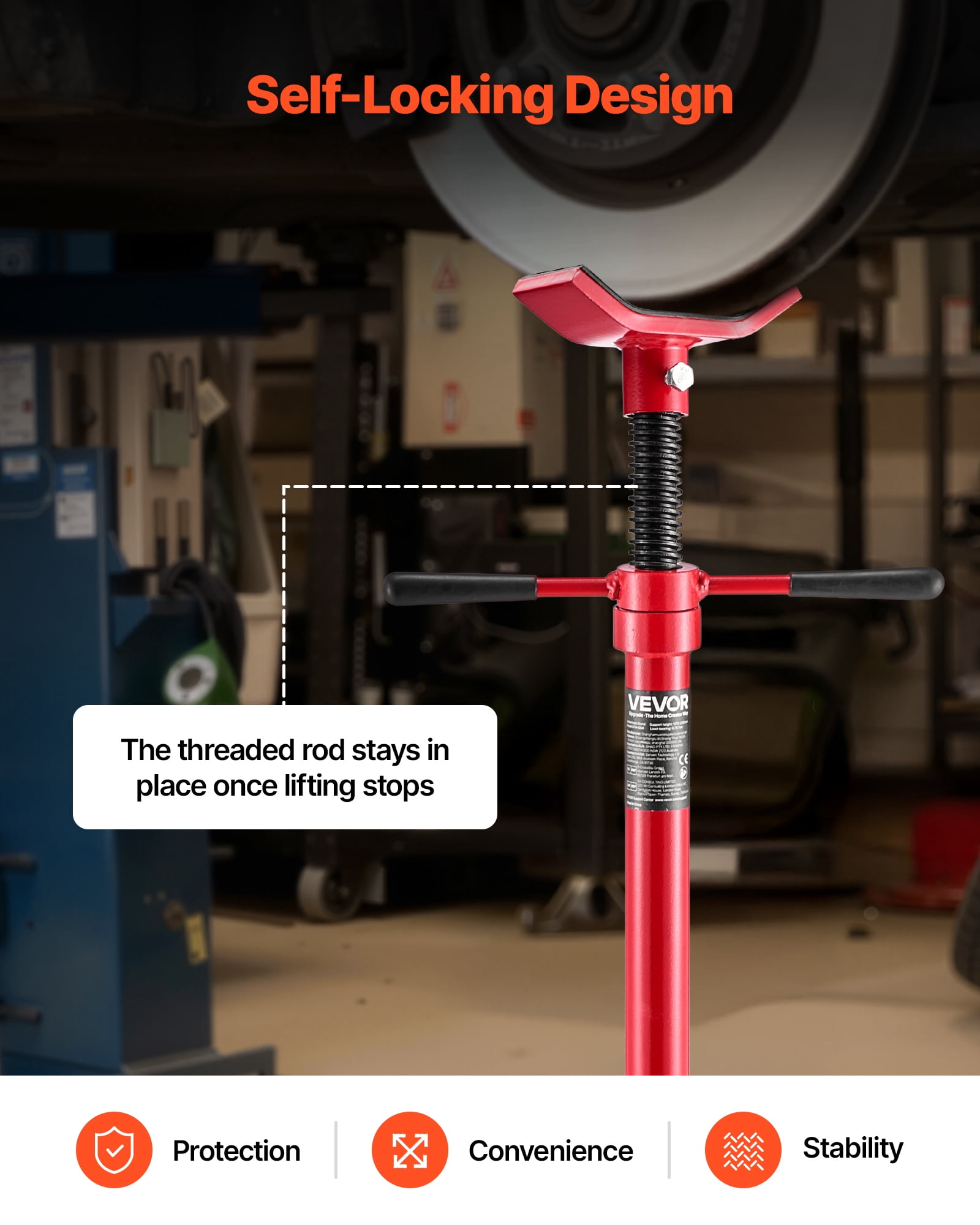 VEVOR Underhoist Support Stand, 3/4 Ton (1653 lbs) Capacity Under Hoist Jack Stand, Lifting from 54.02" to 83.86", Bearing Mounted Spin Handle, Self-Locking Threaded Screw, Support Vehicle Components