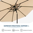 thumbnail image 4 of wikiwiki 10 FT Patio Umbrellas Outdoor Table Market Umbrella with Push Button Tilt/Crank, Fade Resistant Waterproof POLYESTER DTY Canopy for Garden, Lawn, Deck, Backyard & Pool, Beige, 4 of 5