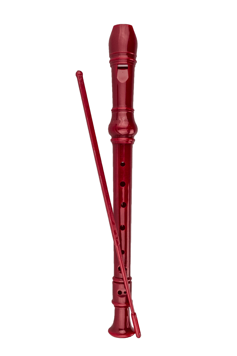 3 Piece 8 Hole Soprano Kids Recorder Music Flute w Cleaning Rod Red