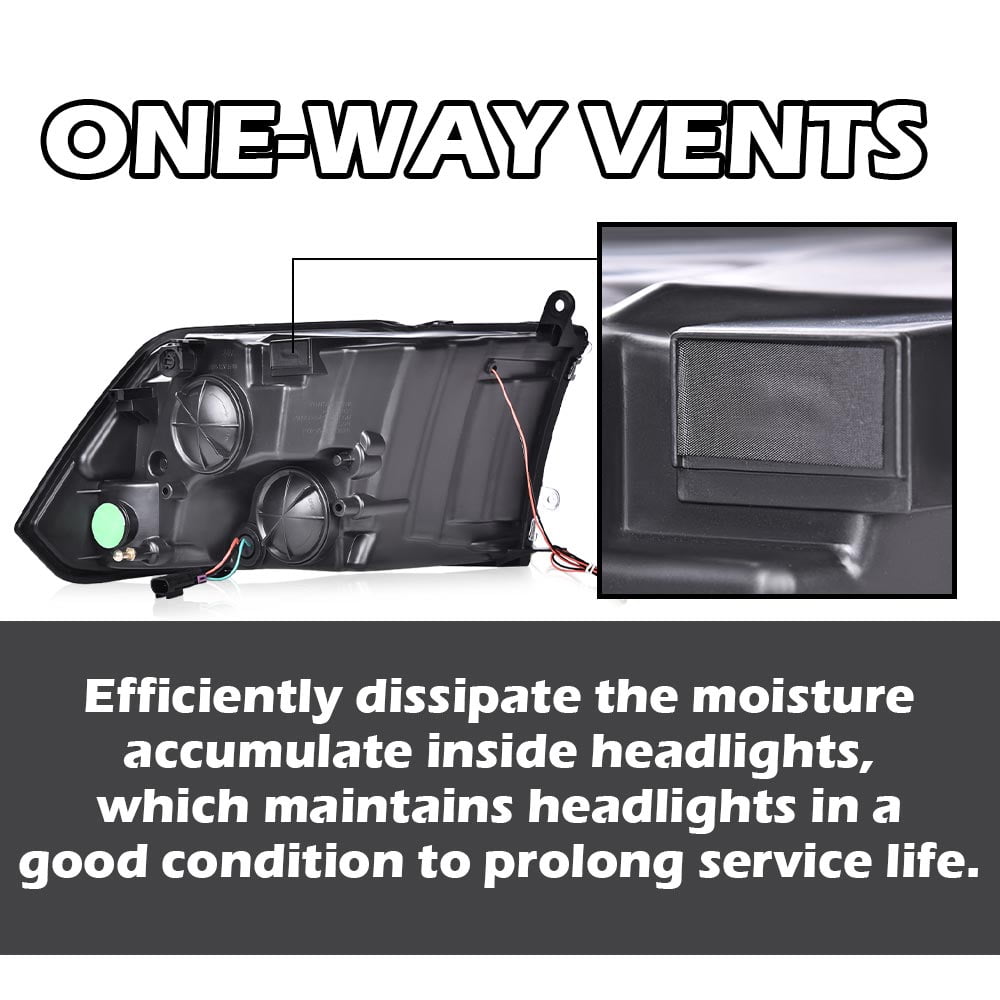 PIT66 LED Headlight Fit for 2009-2018 Dodge Ram 1500 Clear Lens Chrome Housing Clear Reflector