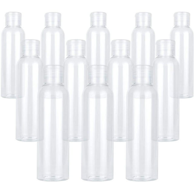Paquete de 12 botellas vacías de plástico con tapa abatible para champú, lociones, jabón líquido para el cuerpo, crema (4 oz / 120 ml)