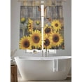 thumbnail image 6 of Sunflower Semi Sheer Curtains 63 Inch Length 2 Panels Set,Spring Yellow Floral Rustic Butterfly Wood Grain Sheer Kitchen Curtain Privacy Voile Window Curtain for Living Room Bedroom Rod Pocket Drapes, 6 of 7