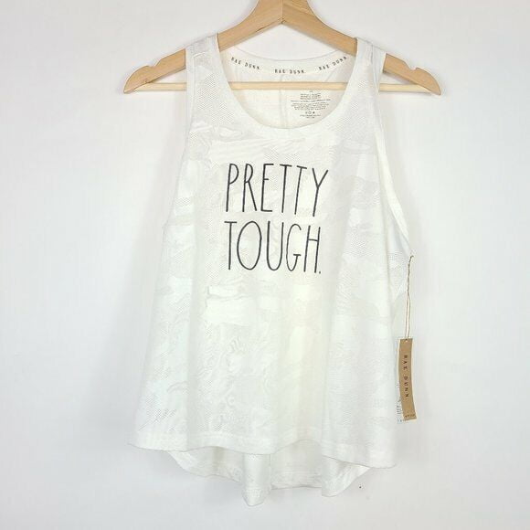 Rae Dunn Pretty Tough Camisole Hi-Lo en Maille Camouflage Blanche ( TG )
