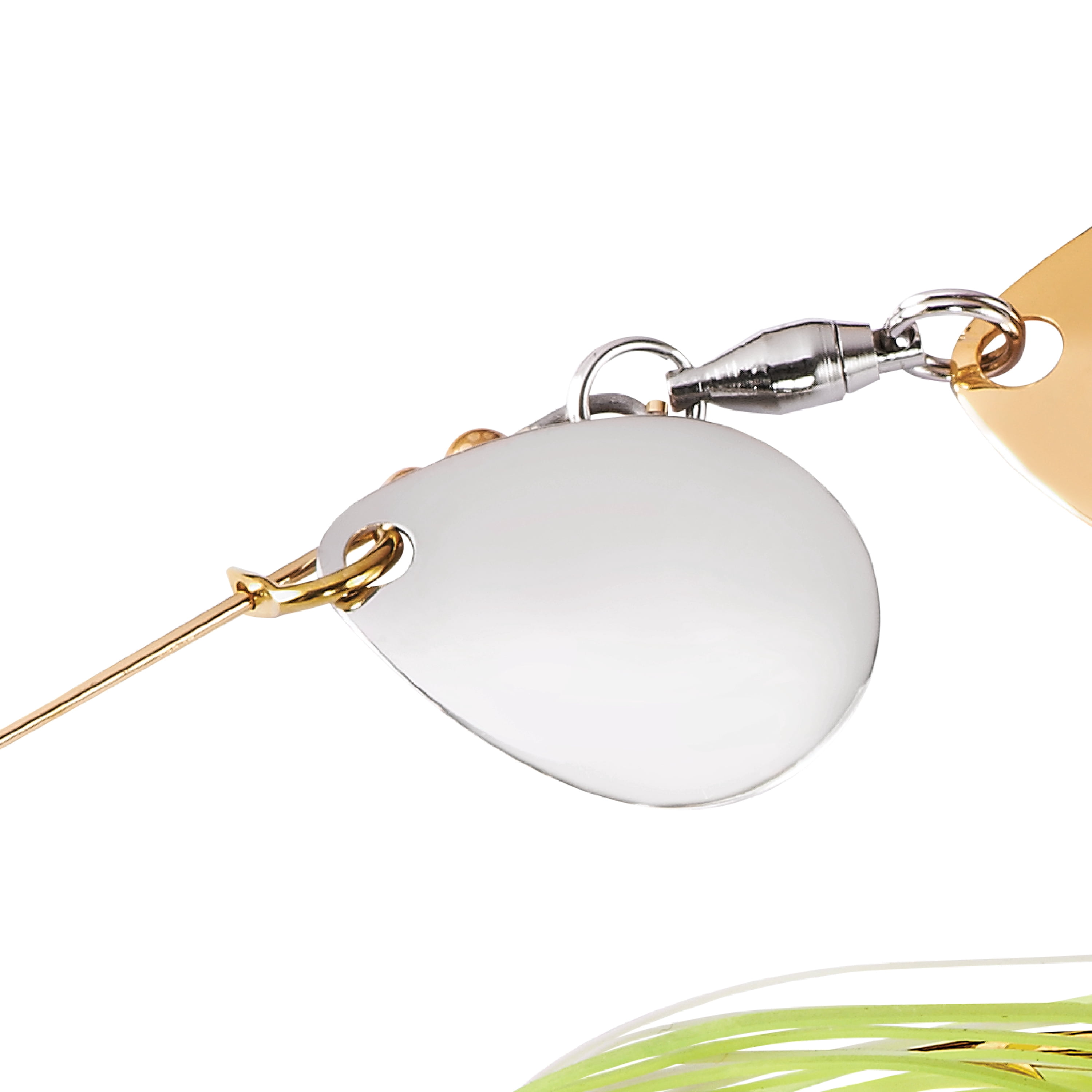 War Eagle Gold Frame Finesse Colorado Turtleback Spinnerbaits Hot White Chartreuse 5/16 oz.