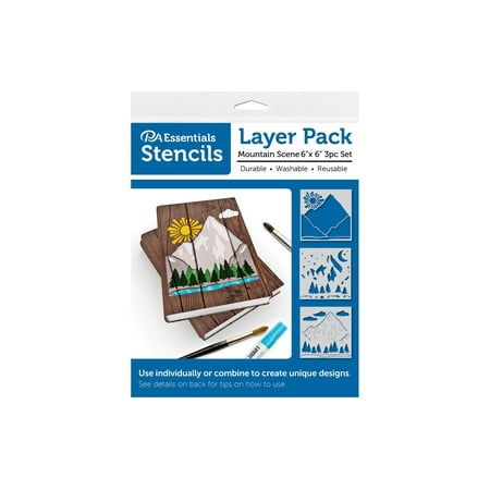 UPC: 0740512476749 | PA Essentials Stencil 6 x 6  Layer Pack Mountain Scene 3pc