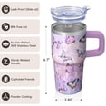 thumbnail image 3 of 20OZ Insulated Purple Butterfly Coffee Mug with Handle Stainless Steel Travel Tumbler Gift for Women Girls on Birthday Christmas Home Office Commute, 3 of 6