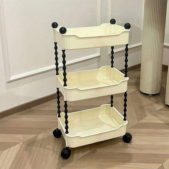 YOTQUSKI 3 Tier Utility Carts with Wheels, Rolling Kitchen cart, Bathroom Cart, Small Cart for Office, Living Room, Kitchen, Laundry, Bathroom