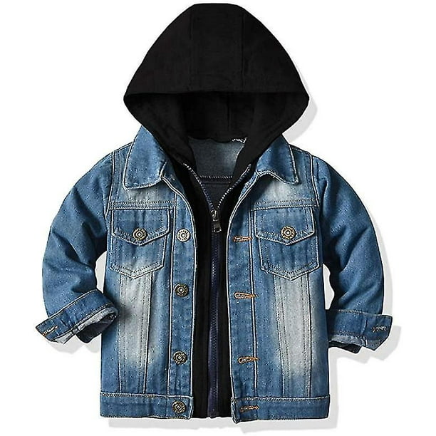 bebe ninos ninas chaqueta de mezclilla ninos nino con capucha boton abajo jeans abrigo prendas de vestir exteriores traje para altura 90 cm negro kaili Sencillez Walmart en linea