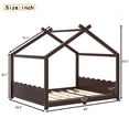 thumbnail image 4 of Yoneston Queen House Floor Bed with Roof, Solid Wood Platform Bed Frame with Opening Constructure for Kids, No Box Spring Needed, Espresso, 4 of 18