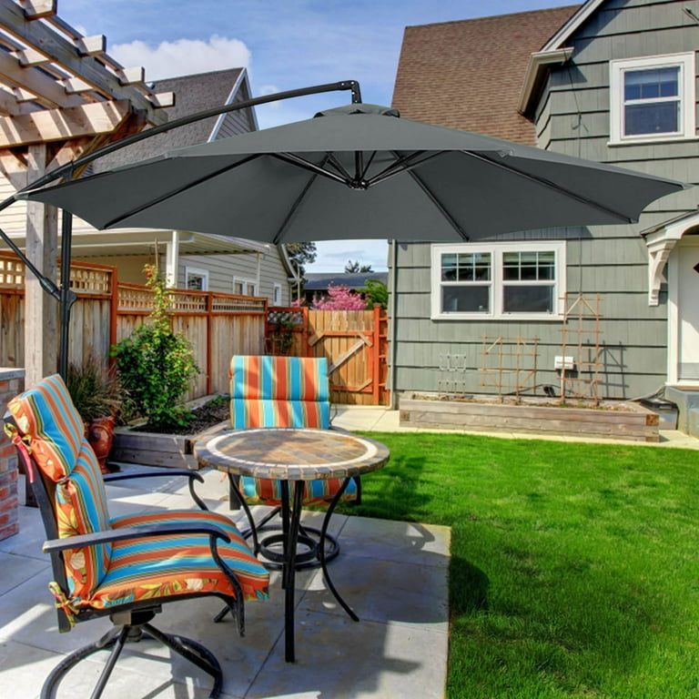 6.5 x10 rectangular patio umbrella JEAREY 6. 5 ft x 10 ft Rectangular Black Patio Umbrella with Crank and Tilt  and 50 lbs Resin Base Combo