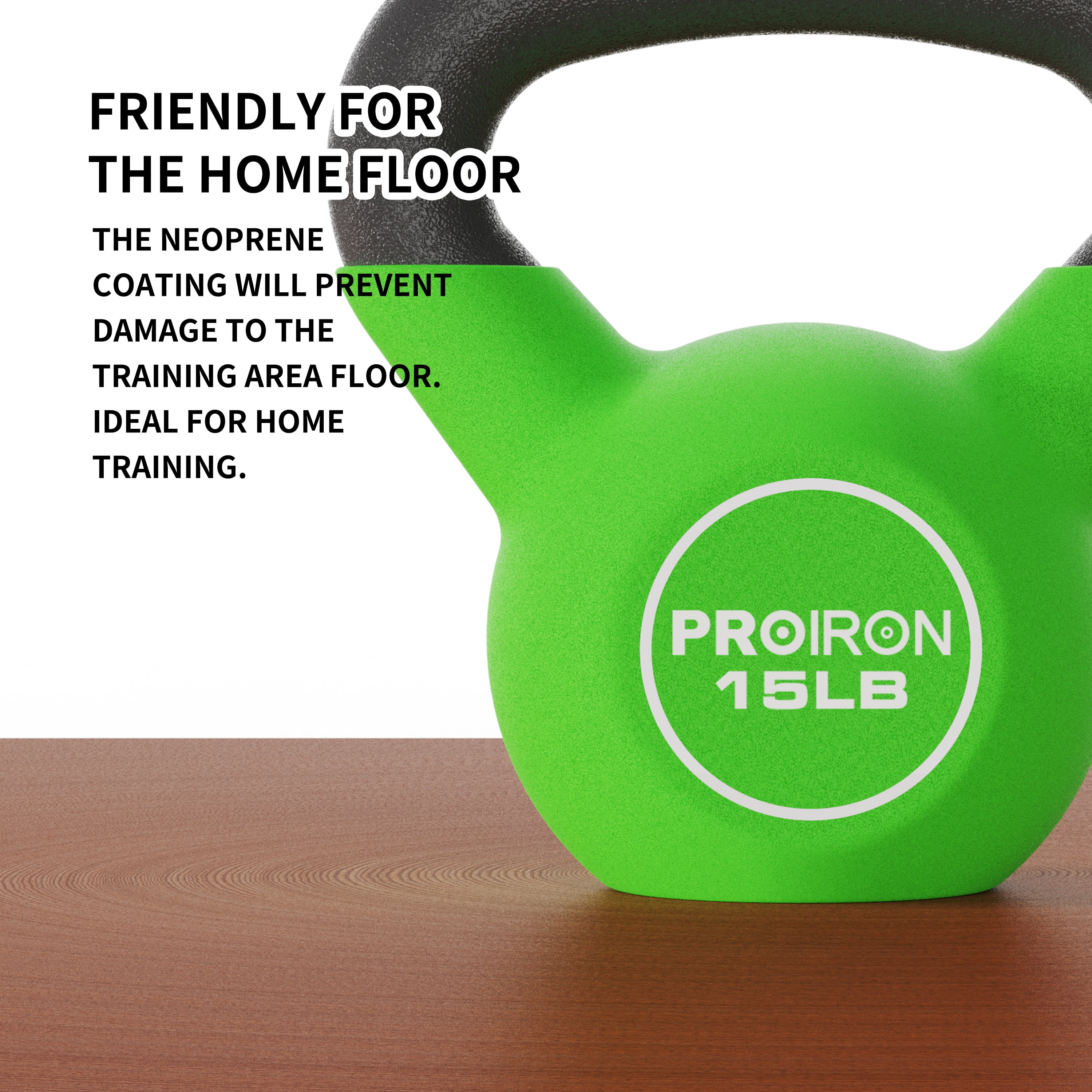 PROIRON Neoprene Coated Kettlebell 15Lb, Single