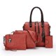 thumbnail image 1 of 4pcs/set Vintage PU Tote Bag, Luxury Top Handle Satchel, Women's Fashion Handbag, Shoulder Bag, Crossbody Bag & Clutch Purse Wallet, 1 of 5