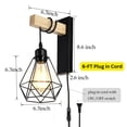 thumbnail image 3 of Plug in Wall Sconces Set of 2 with 6 FT On/Off Switch Cord, Wall Light Fixtures Black Industrial Farmhouse Indoor Wall Latern For Bedroom Living Room, 3 of 9