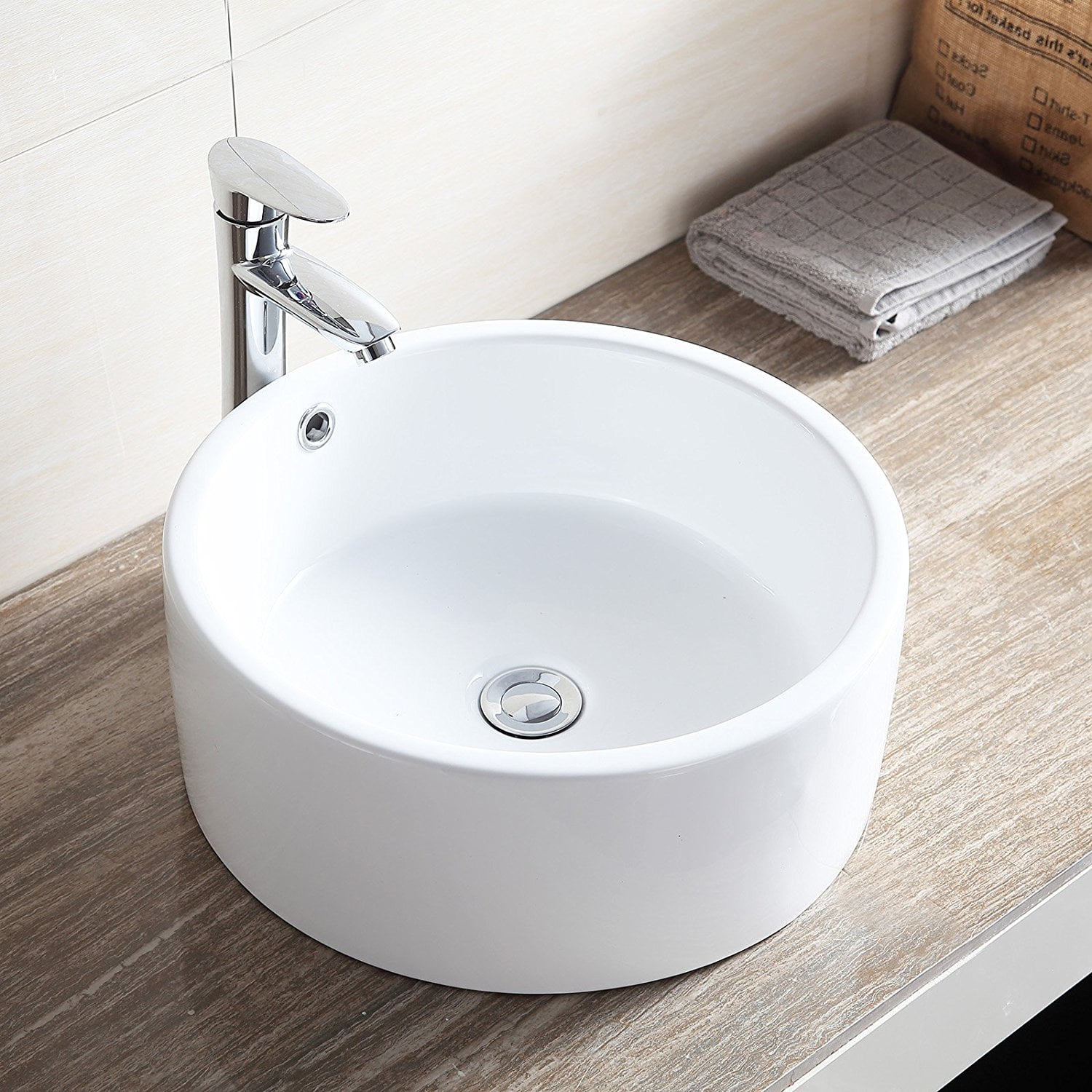 Buy Ainfox White Porcelain Ceramic Basin Vessel Vanity Sink Ceramic Basin W Pop up Drain... by Ainfox