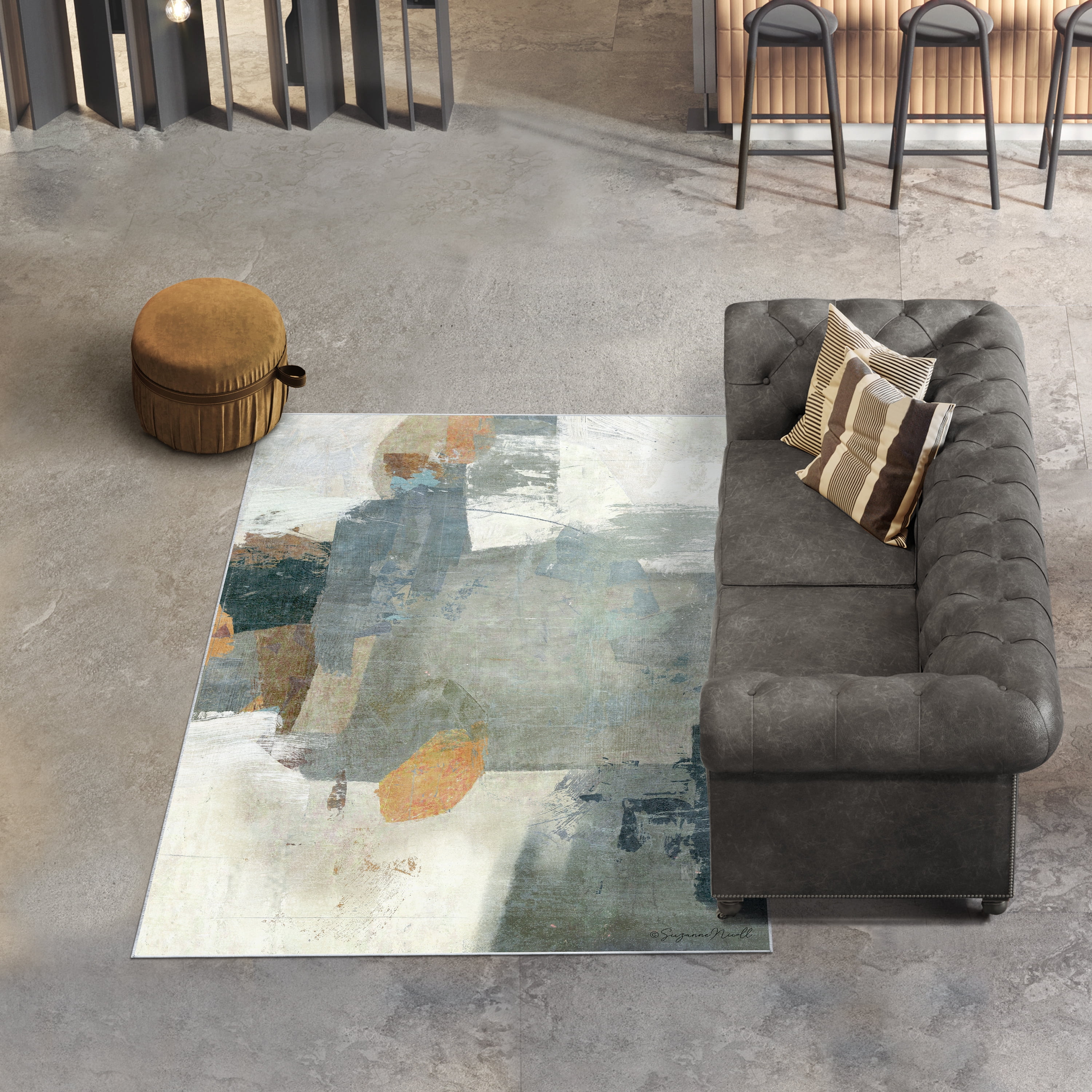 Interstellar Washable Abstract Art Area Rug size 5'x8'