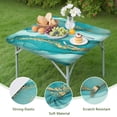thumbnail image 4 of Cyan Marble Gold Spot Pattern Square Fitted Tablecloth with Elastic Edge,Square Table Cover,Washable Elastic Table Cover for Home Kitchen Party Decor 34"x34", 4 of 6
