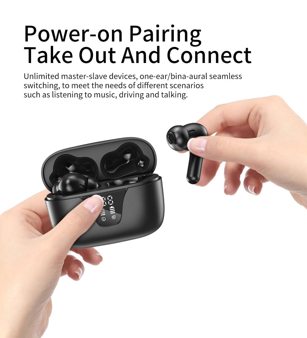Teetheory Wireless Earbuds, Bluetooth 5.3 Headphones with 50H Playtime, LED Digital Display, HiFi Stereo Earphones with Touch Control for Calls, Sports