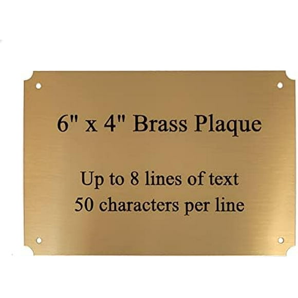 Personalized Trophy Name Plates, Brass Plaque Engraved Memorial Plaques, Flag , Pet Urn, Picture Frame, Art Tag, Tape or Screws ( to 6" x 4" H, Bright Gold (Black Letters))