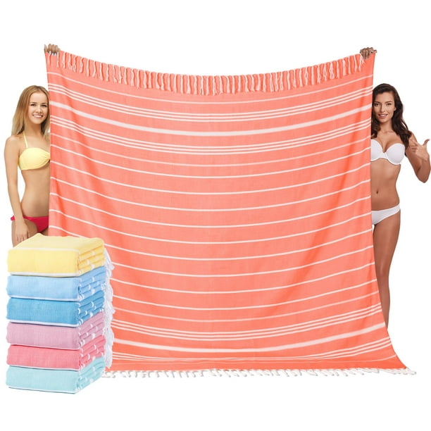 Toalla de playa turca Widdonen, tamaño XXL, 216 x 191 cm, mezcla de algodón