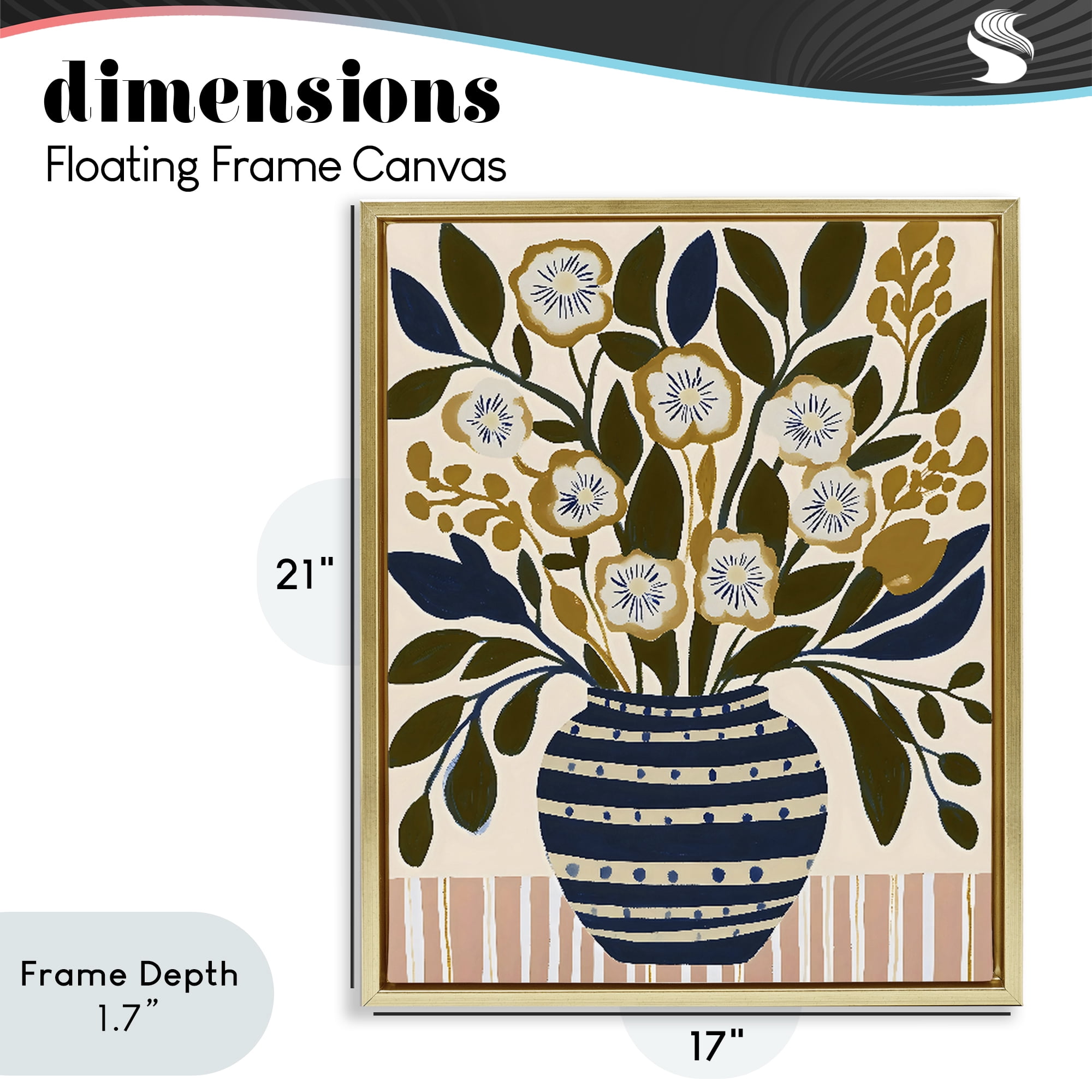 Stupell Industries Wild Bloom Boho Arrangement Gold Framed Floater Canvas Wall Art, design by Creative Studio