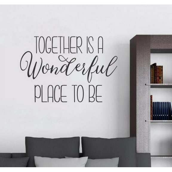 Family Inspirational Quotes Together is Wonderful Place Removable Wall Decal Letters 23x15-Inch Black