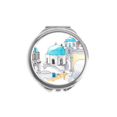 thumbnail image 1 of Imerovigli Village in Santorini Greece Hand Compact Mirror Round Portable Pocket Glass, 1 of 3