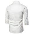 thumbnail image 2 of COSFO Long Sleeve Men Shirt Casual V-Neck White Solid Pullover Tee Shirts Mens, 2 of 3