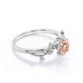 thumbnail image 3 of JeenMata 0.50 Carat Round Lab Created Morganite - Leafy Design - Solitaire Engagement Ring - 18K White Gold Plating over Silver, 3 of 7